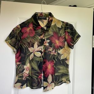 Sheer Hawaiian Button Up